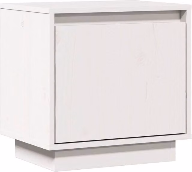 Berkfield Home White Solid Wood Pine Bedside Cabinet W/D/H: 40 x 30 x 40 cm