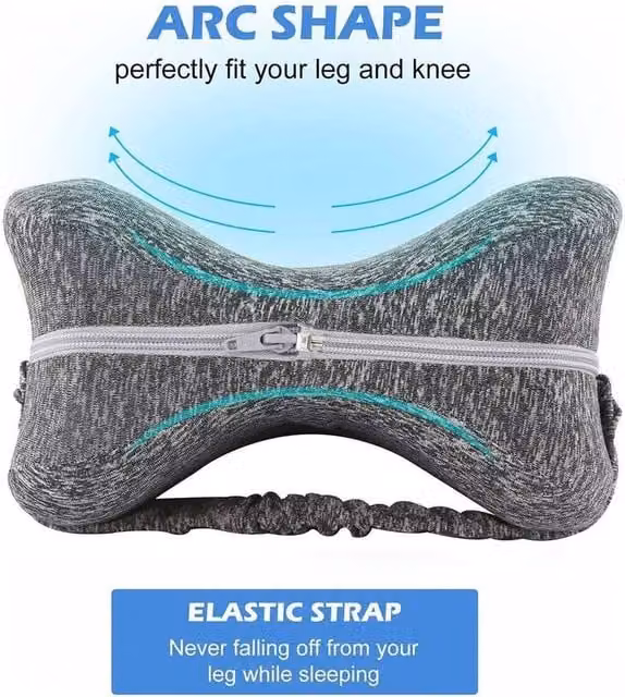 Kelvenix Orthopaedic Memory Foam Knee Pillow in Grey with Removable Breathable Cover