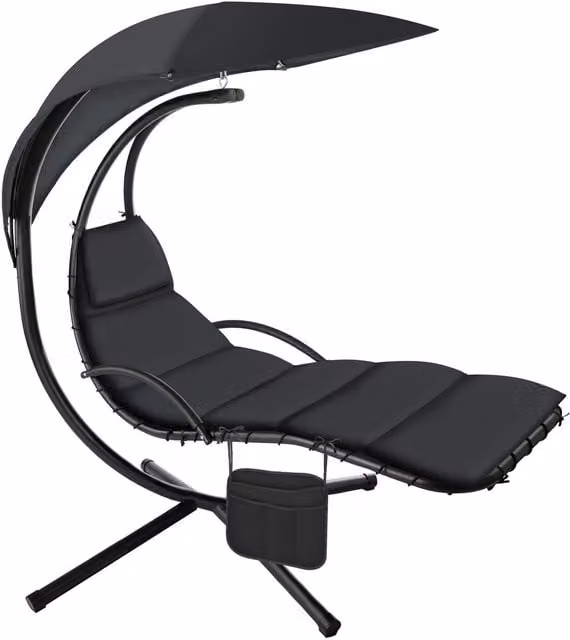 tectake Elaria Hanging Chair with UV-Protection Sun Canopy in Black