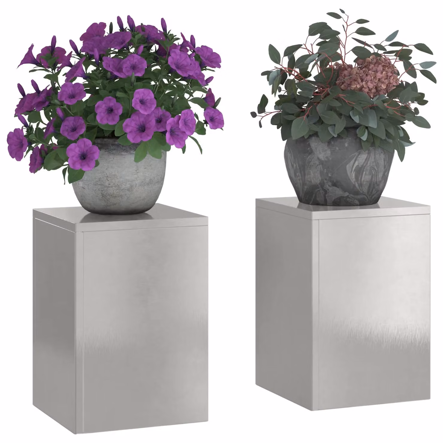 Berkfield Home Outdoor Stainless Steel Pillar Planter Tubs in Silver, 2 Pack, W/D/H: 24 x 24 x 35 cm – 3