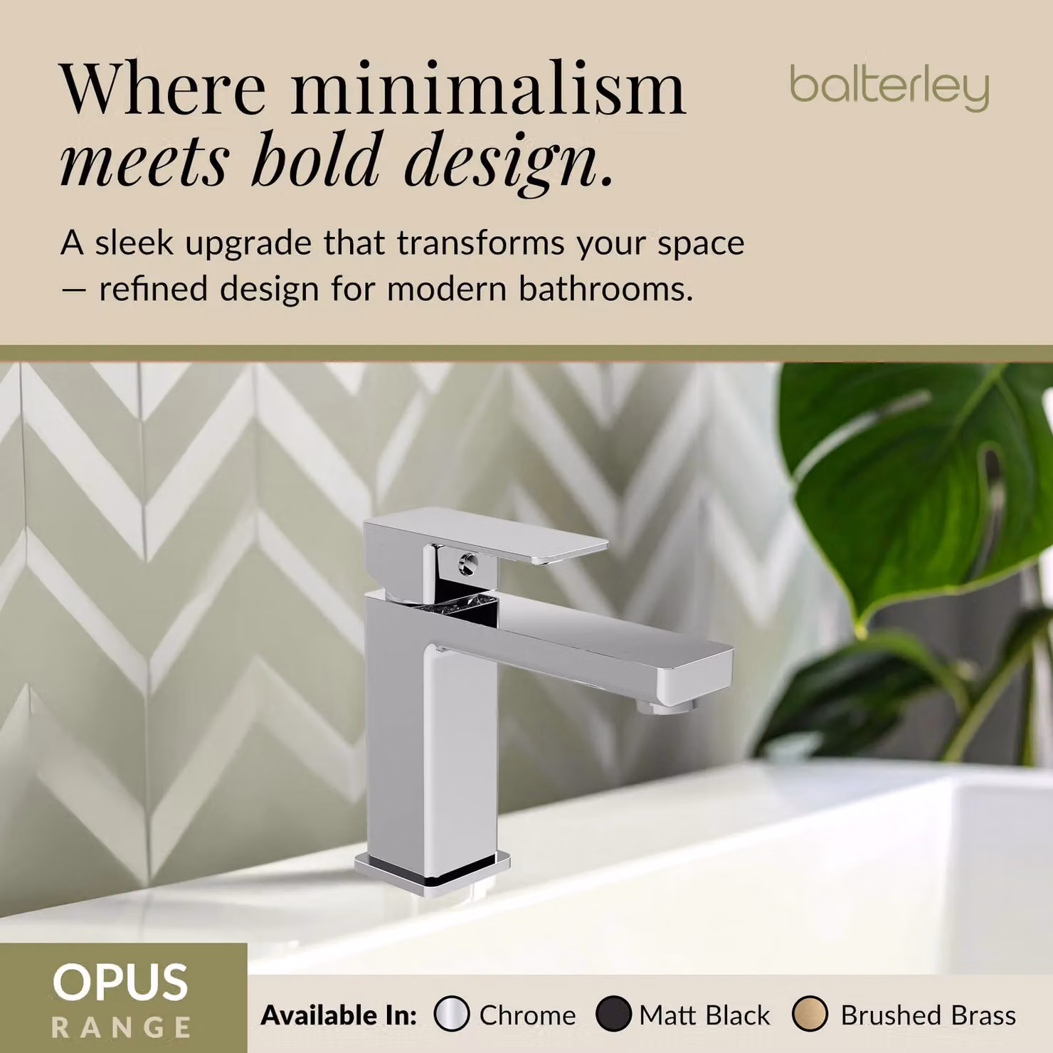 Balterley Square Mono Basin Mixer Tap with Pop-Up Waste, Chrome/Silver – 2