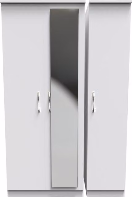 Avon Ready Assembled 3 Door Mirrored Wardrobe in White Matt