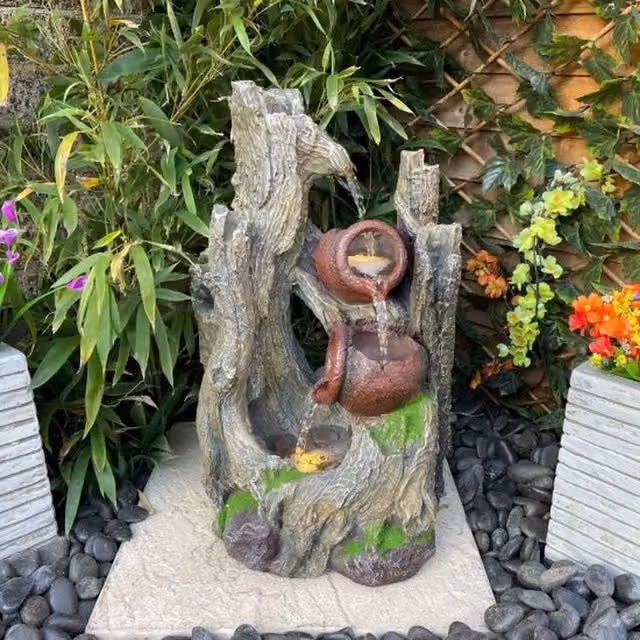 Tranquility Hemlock Traditional Solar Cascade Water Feature in Grey