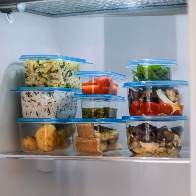 KitchenCraft BPA-Free Plastic Meal Prep Container Set with Snap Lids, 50 Pieces, Blue