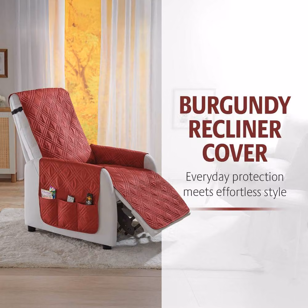 Coopers of Stortford Red Recliner Cover with Armrest Cover, Water Repellent and Stain Resistant Non-Slip Design – 2