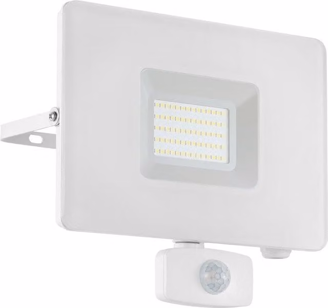 Loops 50W White Aluminium Outdoor LED Flood Light with PIR Motion Sensor, IP44 Rated