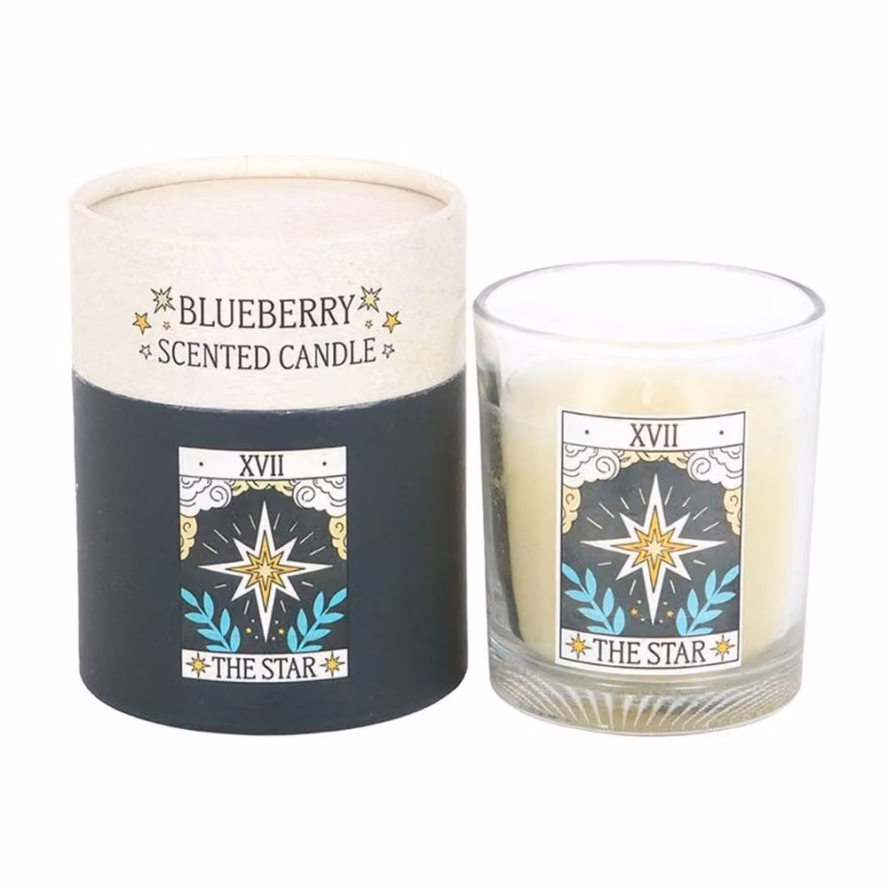 Uniqueful The Star Vintage Tarot Blueberry Pillar Candle in Blue and Multicolour – 3