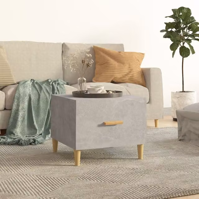 Berkfield Home Square Coffee Table in Grey, W/D/H: 50 x 50 x 40 cm – 1