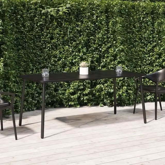 Berkfield Home Modern Steel Garden Table in Anthracite Black, W/D/H: 165 x 80 x 71 cm – 1