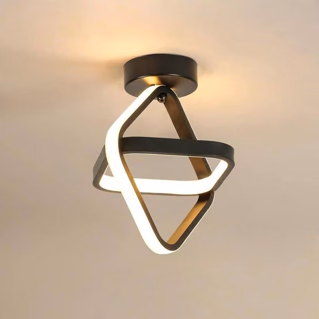 COMELY Modern Black Square LED Ceiling Light, 24W, 3000K Warm White, Dia: 22 cm