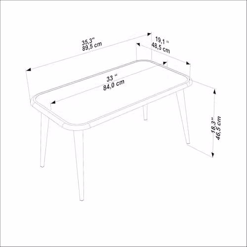 DECOROTIKA Bohemia Modern White Coffee Table with Solid Wood Legs W/D/H: 90 x 46.5 x 89.5 cm – 2