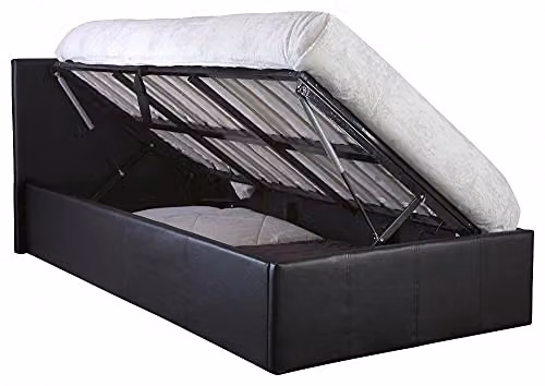 Kosy Koala Black Synthetic Leather Single Ottoman Storage Bed with Side Lift W/D/H: 100 x 200 x 33.47 cm – 3