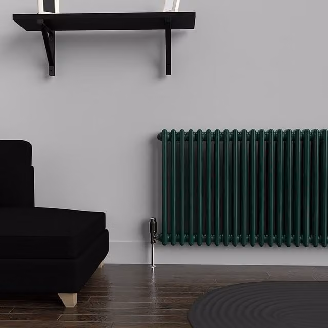 Lux Heat Horizontal Column Radiator in British Racing Green, H 60 cm x W 137 cm