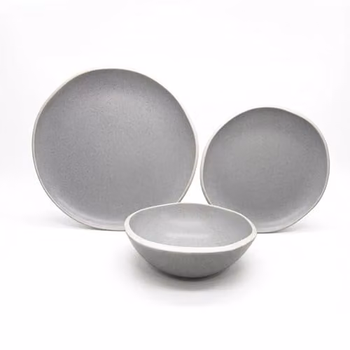 Glim & Glam 6 Piece Grey Reactive Glaze Stoneware Dinner Set