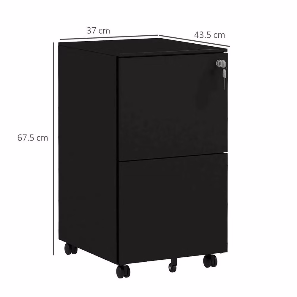 Kelvenix Black Steel File Cabinet with Hanging Bar – 2