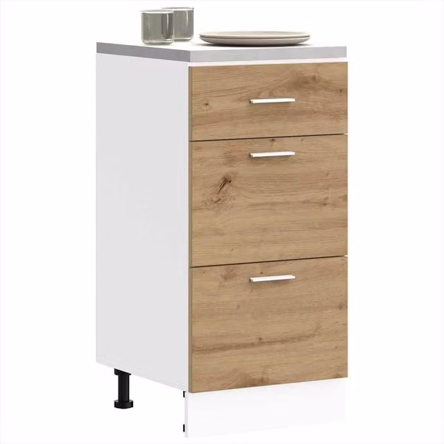 Berkfield Home Artisan Oak Bottom Cabinet in Brown, W/D/H: 40 x 46 x 81.5 cm