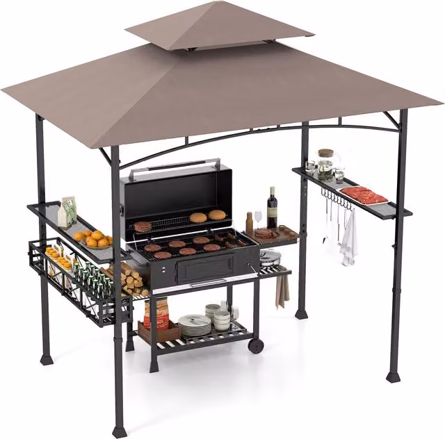 Costway Outdoor BBQ Canopy Tent Gazebo in Brown