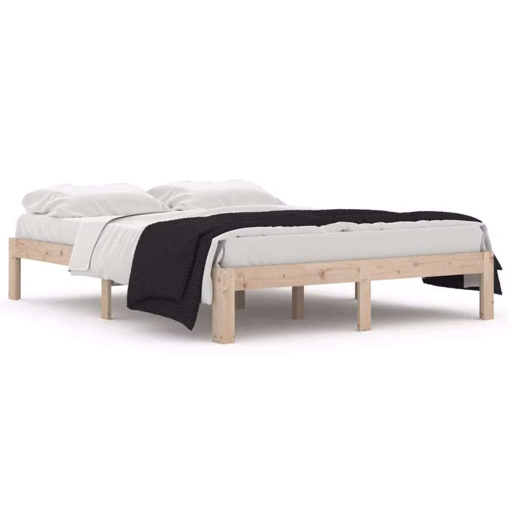 Berkfield Home Solid Wood Pine Bed Frame in Brown, W/D/H: 140 x 190 cm – 2