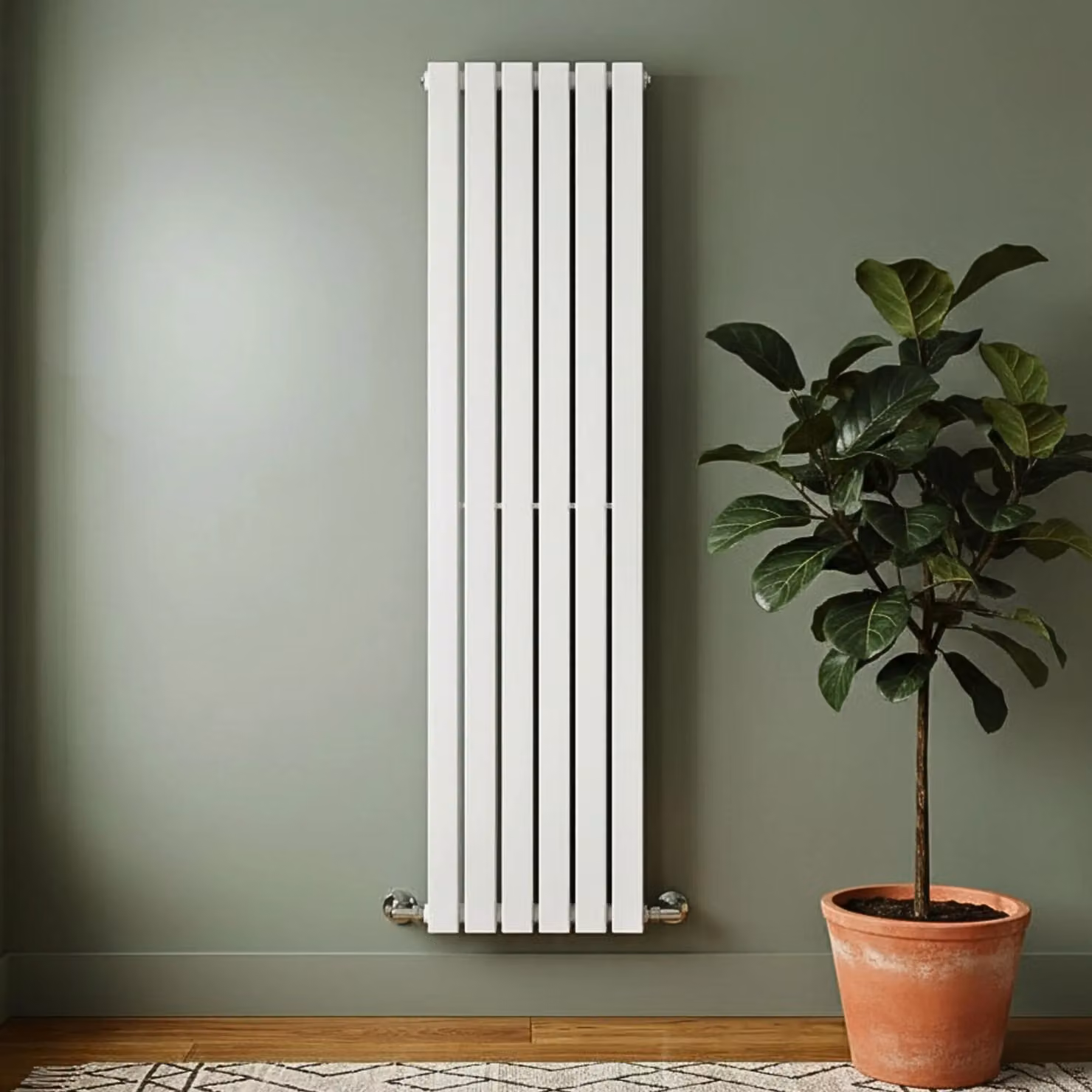 Balterley Lucia Square Vertical Single Panel Radiator, White, H x W: 150 x 35.4 cm – 3