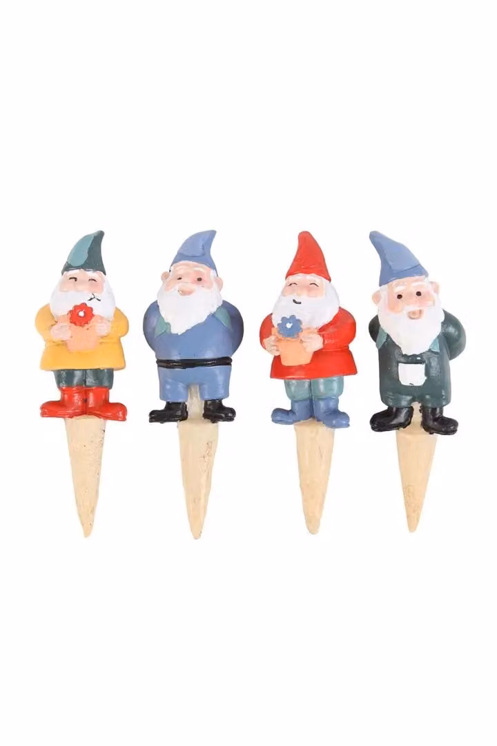 KDMD Set of 4 Blue and Multicolour Ceramic Mini Gnome Plant Pot Pals for Tabletop Decoration – 2