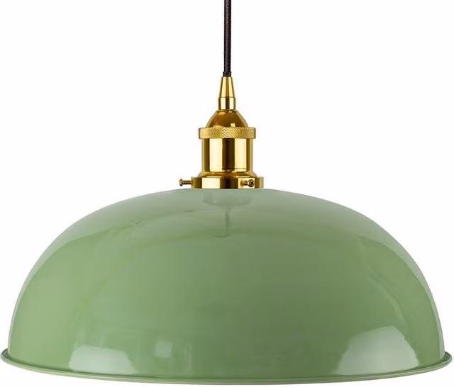SE Home Worcester Pendant Light in Mint Green, Gold and Black Metal Dome Design