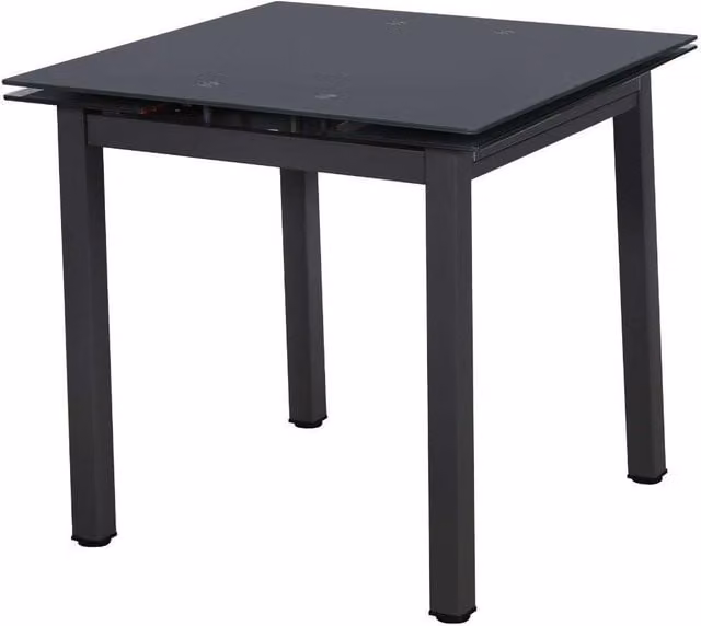 Modernique Black Tempered Glass Extending Small Dining Table W/D/H: 80 x 80 x 75 cm – 1