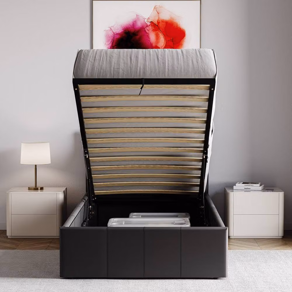 HD Designs Lisbon Single Ottoman Bed Frame in Black Faux Leather – 7