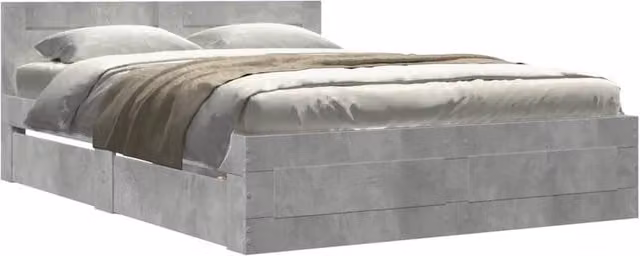 Berkfield Home Bed Frame with Headboard and Drawers in Concrete Grey, W/D/H: 140 x 200 cm – 1
