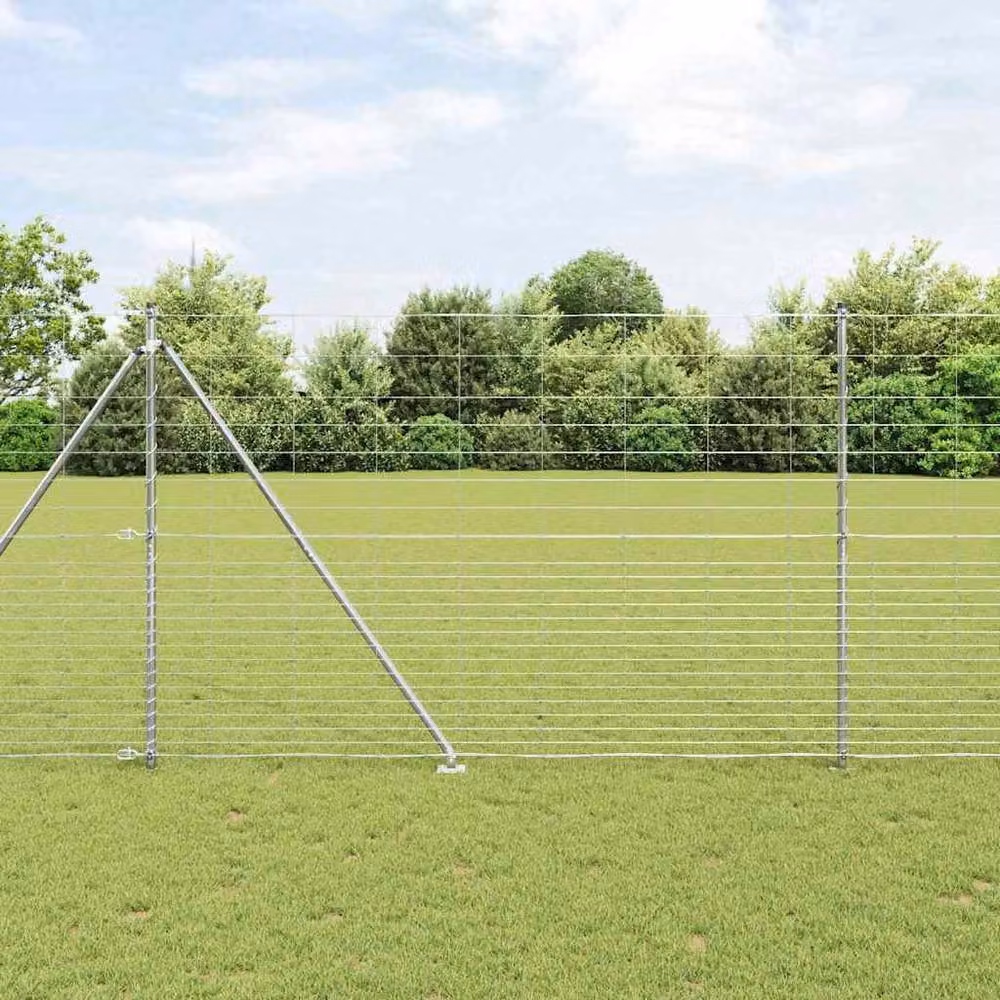 Berkfield Home Modern Field Fence in Silver Galvanised Steel, 1.6 x 25 m – 2