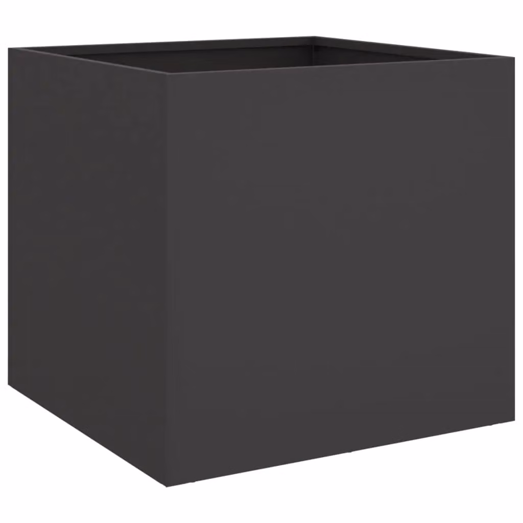 Berkfield Home Black Steel Ornamental Garden Planter Tub W: 42 cm, D: 40 cm, H: 39 cm – 2
