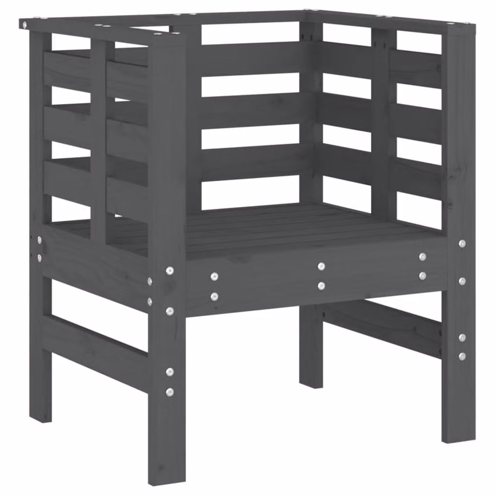 Berkfield Home Beautiful Garden Chairs, Set of 2, Grey, Solid Pine Wood, W: 61.5 cm, D: 53 cm, H: 71 cm – 3