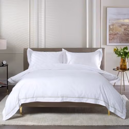 The Lyndon Company Hampstead 200 Thread Count 100% Cotton Duvet Cover and Pillowcase Set in Beige, W/D/H: 140 x 200 cm – 4