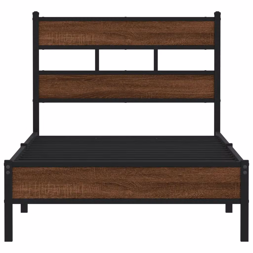 Berkfield Home Small Single Bed Frame in Brown Oak, W: 75 cm, L: 190 cm – 3