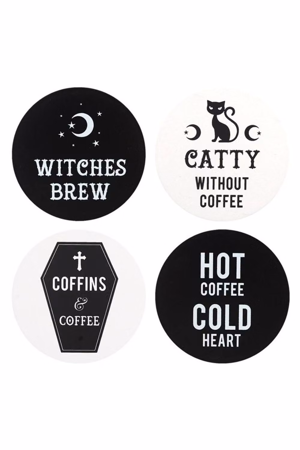 KDMD Black Magic Round Coasters, 2 Pack, Black and White – 3