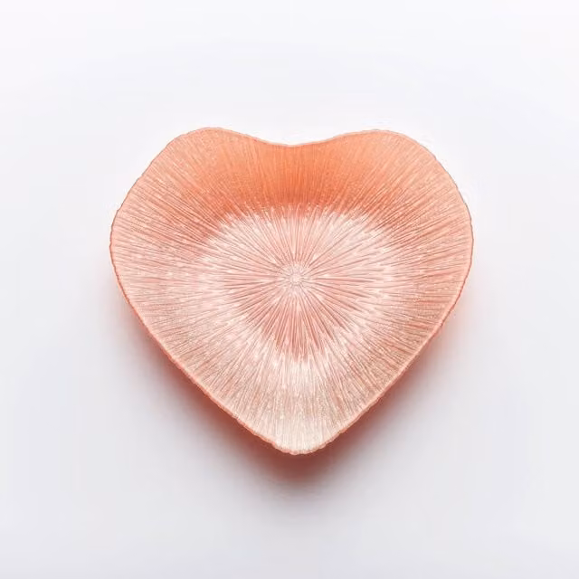 Sienna Glass Pink Heart Design Glass Bowl, Diameter: 30 cm, Height: 6 cm