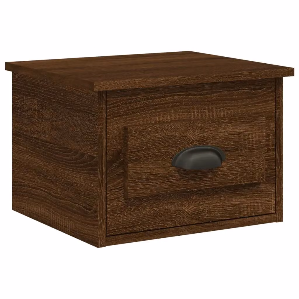 Berkfield Home Wall-mounted Bedside Cabinet in Brown Oak, W: 41.5 cm, D: 36 cm, H: 28 cm – 2