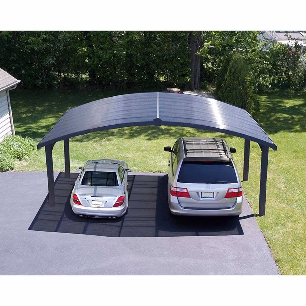 Palram Arizona Wave Double Wings & Arch Polycarbonate Carport in Grey, W: 578 cm, D: 495 cm, H: 273.5 cm – 4