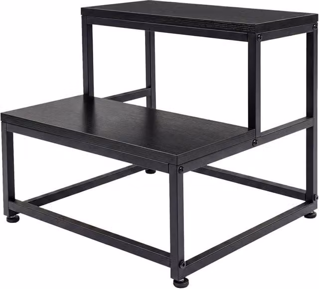 Levede Heavy Duty Metal Step Stool in Black for Kids and Adults, W/D/H: 38 x 36 x 38 cm – 1