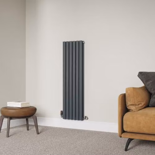 UK Radiators Omeara Anthracite Elliptical Tube Vertical Designer Radiator, H 120 cm x W 34.8 cm – 3