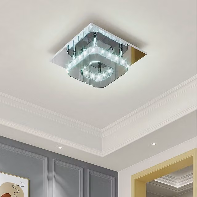 Komore Crystal LED Suspended Ceiling Light in Chrome and Silver