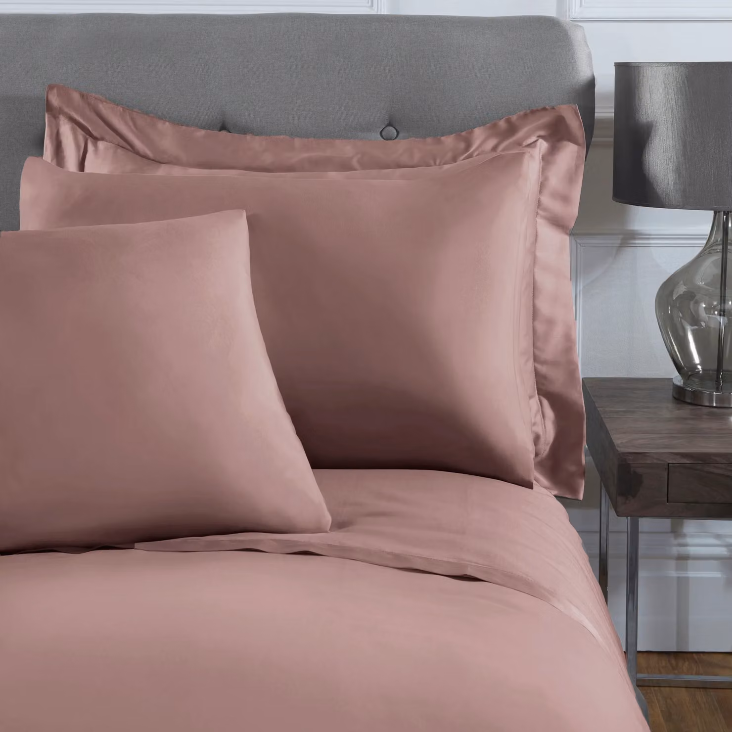 Sleepdown Super King 100% Cotton Sateen Extra Deep Fitted Sheet, Blush Pink, W/D/H: 200 x 200 x 40 cm – 2