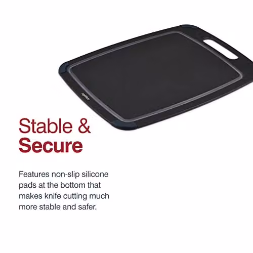 Zyliss Large Rectangular Kitchen Chopping Board in Black, Made from Recycled Wood Fibre with Non-Slip Feet and Groove – 5