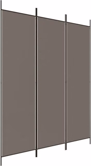Berkfield Home 3-Panel Fabric Room Divider in Anthracite, W: 150 cm, H: 220 cm
