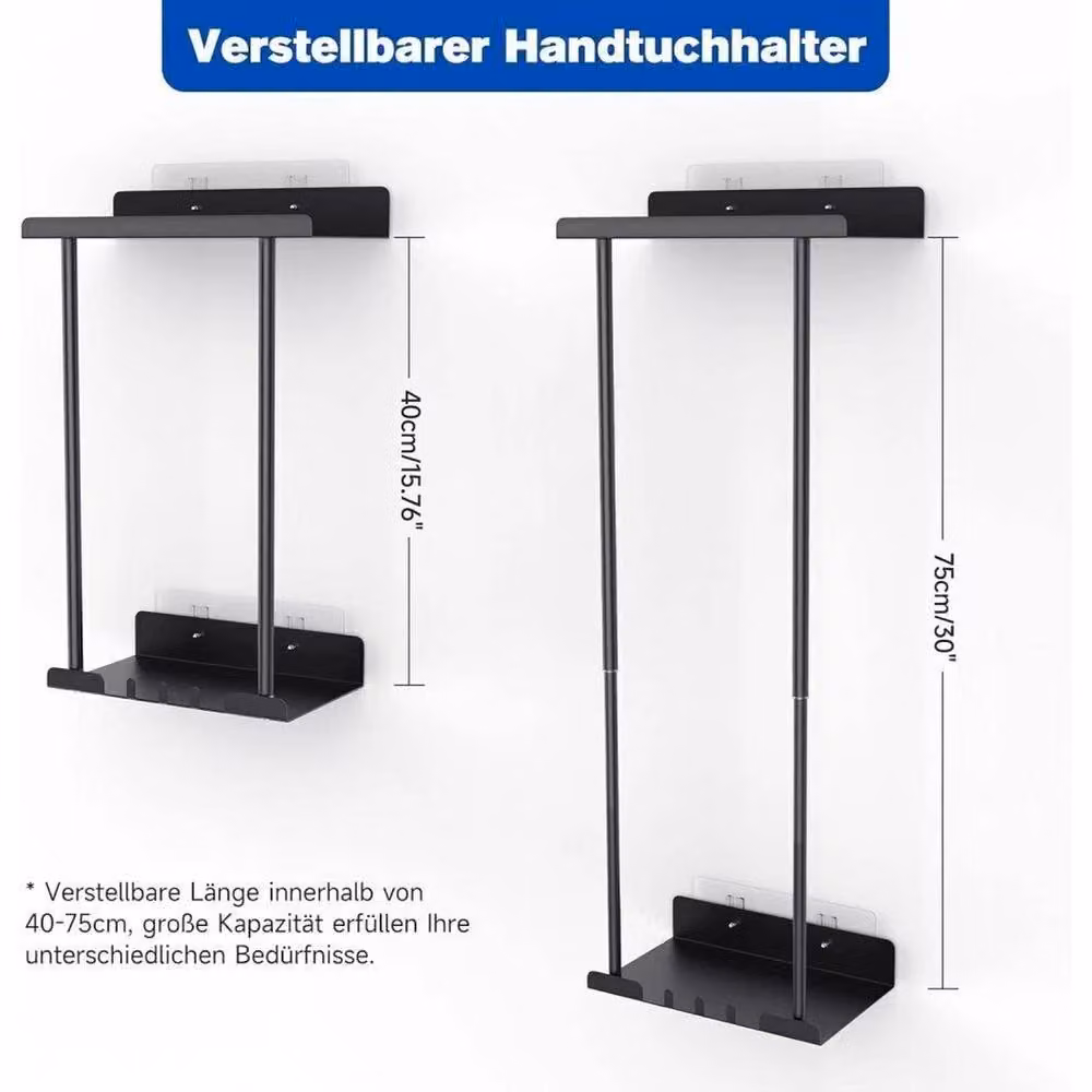 EONLION Black Metal Adjustable Tension Rod Towel Holder and Bathroom Storage Rack – 2