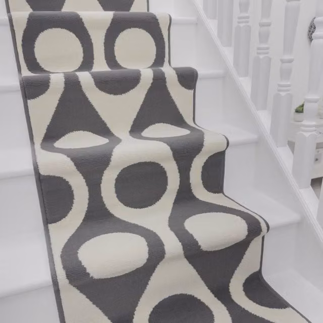 runrug Pop Stair Runner Carpet in Cream, W: 60 cm x L: 660 cm