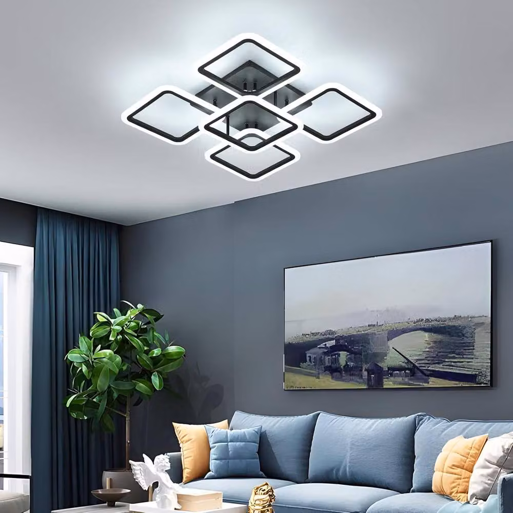 COMELY Modern Square Black LED Ceiling Light, 65W, 6500K Cool White – 3