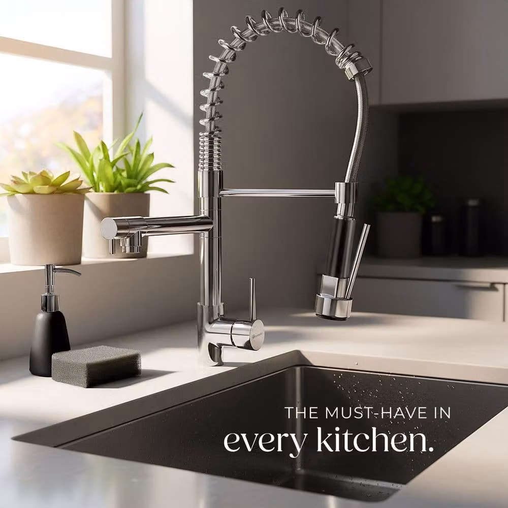 tectake Single Lever Kitchen Tap in Grey and Silver with Pull Out Swivel Spout – 5