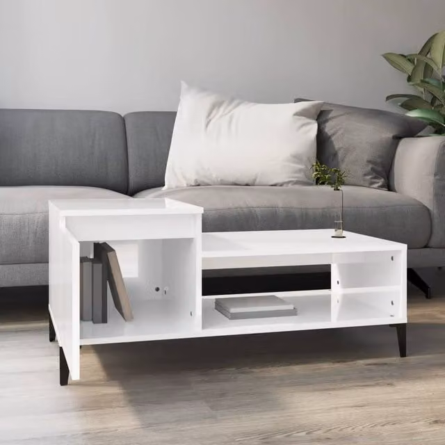 Berkfield Home Modern High Gloss White Decorative Coffee Table W/D/H: 100 x 50 x 45 cm – 1