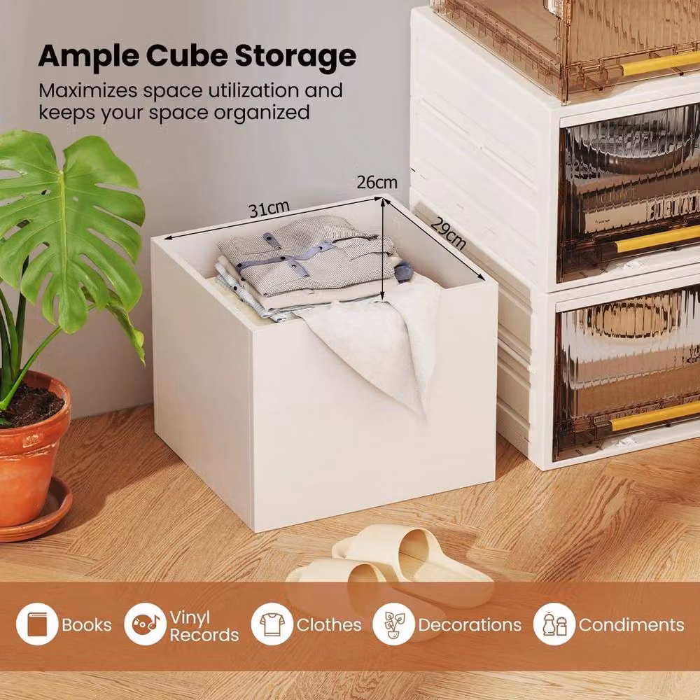 KORVIXA 4-Piece DIY Modular Cube Storage Organiser in White – 2
