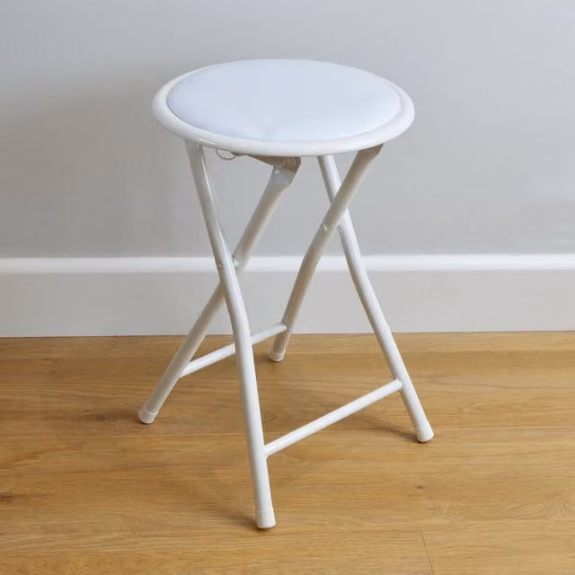 Harbour Housewares Padded Folding Stool in White